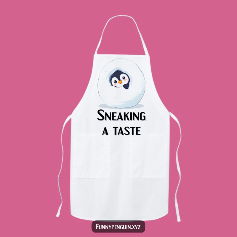 Funny Penguin Apron: Curious Penguin, Kitchen Peek-a-Boo