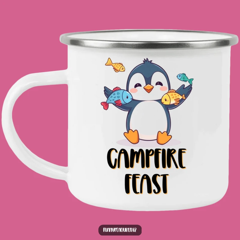 Durable Funny Penguin Camping Mug: Juggling Penguin, Outdoor Show