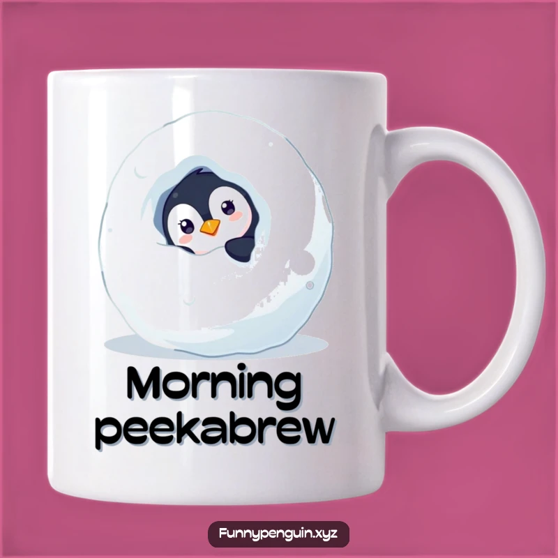 Funny Penguin Mug: Curious Penguin, Peek-a-Boo Winter Fun Gift