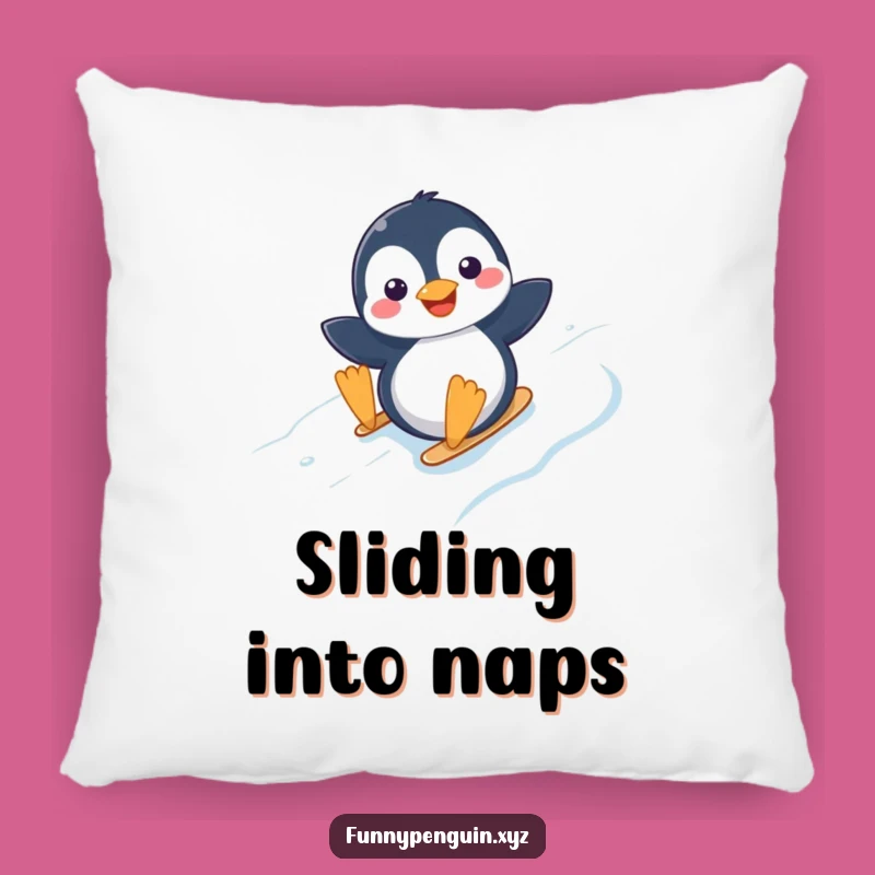 Funny Kawaii Penguin Sliding Pillow - Cozy Joyful Accent
