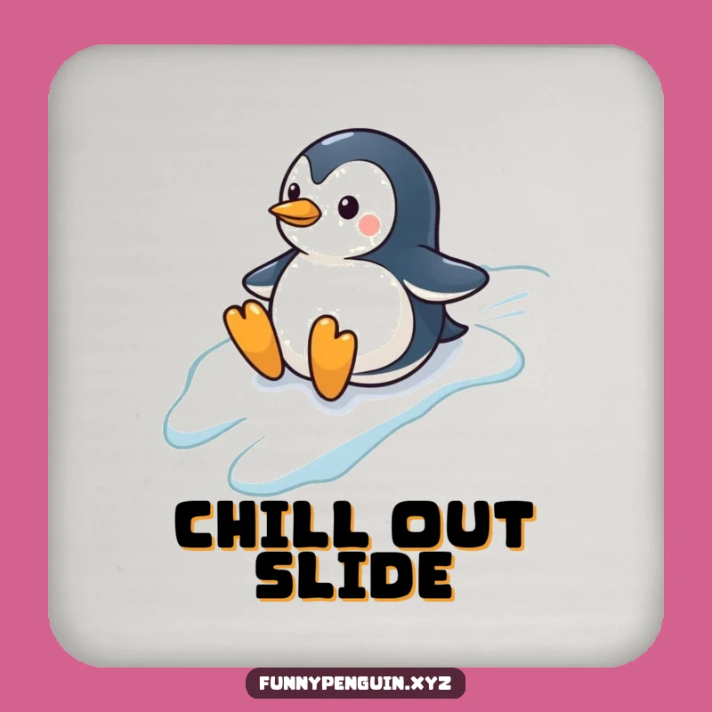Funny Penguin Coaster Set: Sliding Penguin, Protect Surfaces