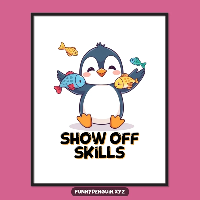 Funny Penguin Poster: Juggling Penguin, Circus Wall Art