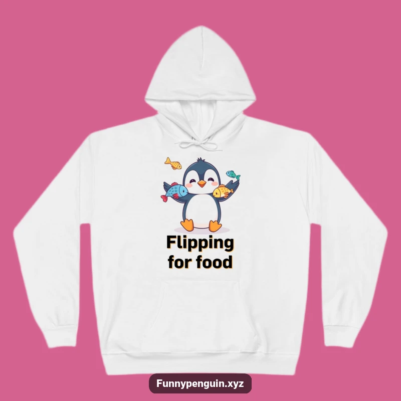 Cozy Funny Penguin Hoodie: Juggling Penguin, Warm Performance Fan