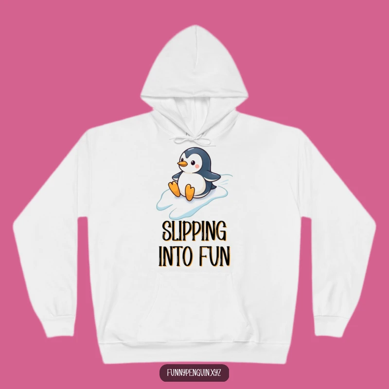 Cozy Funny Penguin Hoodie: Sliding Penguin, Warm Winter Gift