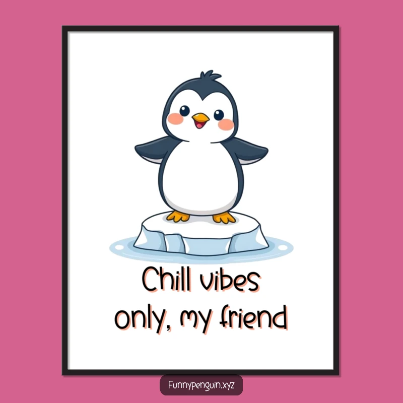 Free Printable Wall Art: Joyful Penguin Ice Floe Cheer, Downloadable Humorous Home Decor