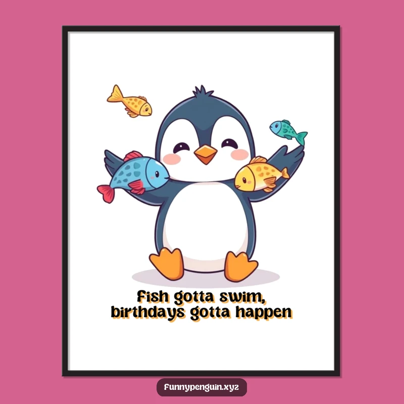 Funny Free Printable Wall Art: Juggling Penguin 'Master Entertainer' Downloadable Art