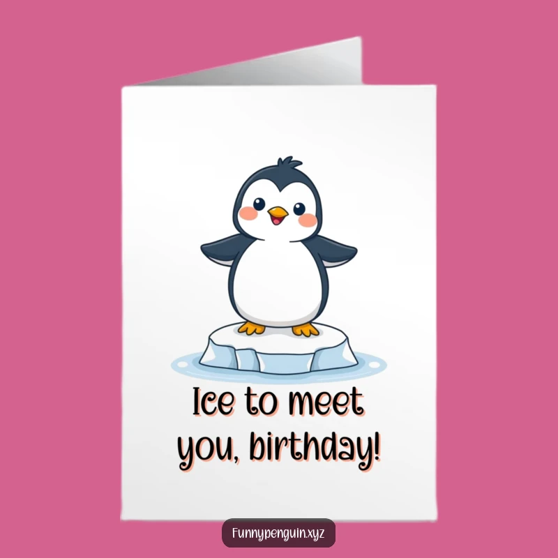Free Printable Birthday Card: Joyful Penguin Ice Floe Fun, Downloadable Humorous Gift