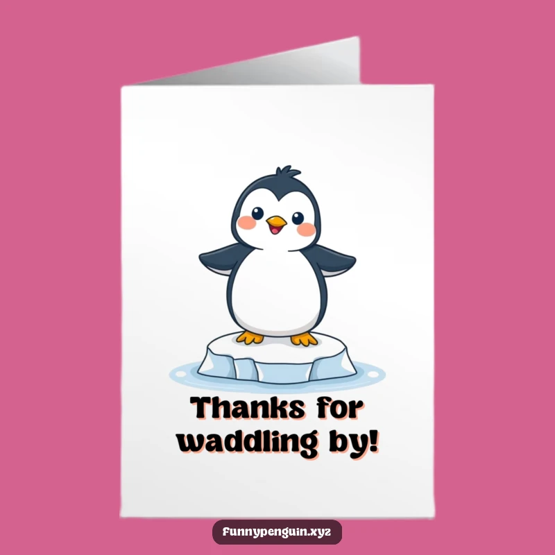 Free Printable Thank You Card: Joyful Penguin Ice Floe Gratitude, Downloadable Humorous Gift