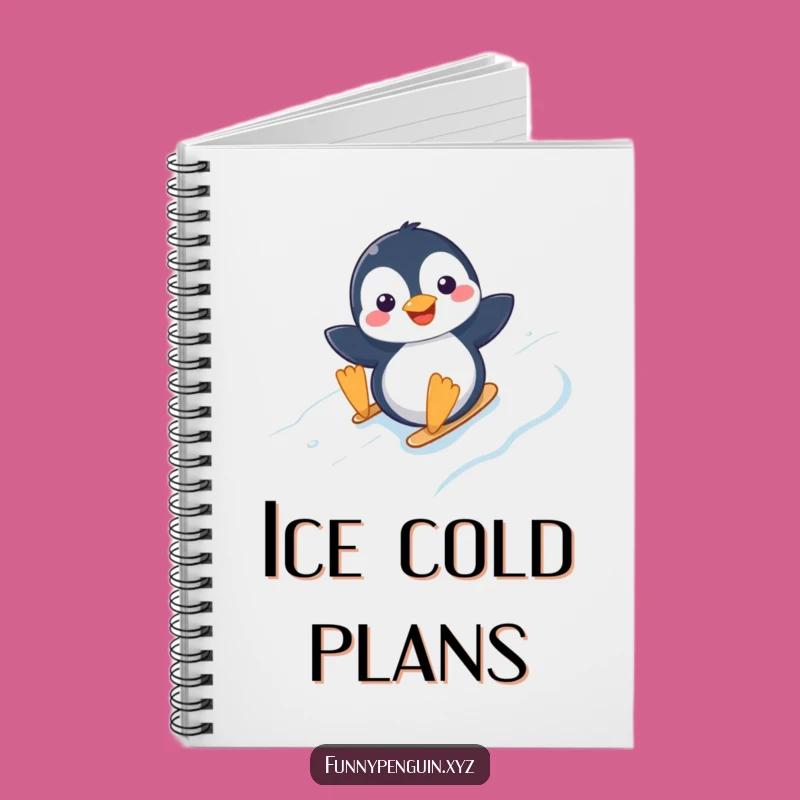 Funny Kawaii Penguin Sliding Notebook - Joyful Winter Journal