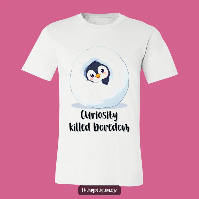 Funny Penguin T-Shirt: Curious Penguin, Winter Hide-and-Seek Tee
