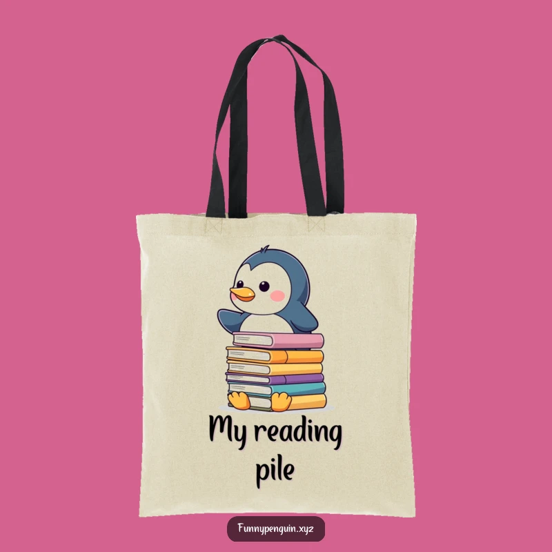 Funny Kawaii Penguin Book Balance Tote Bag - Scholarly Carryall